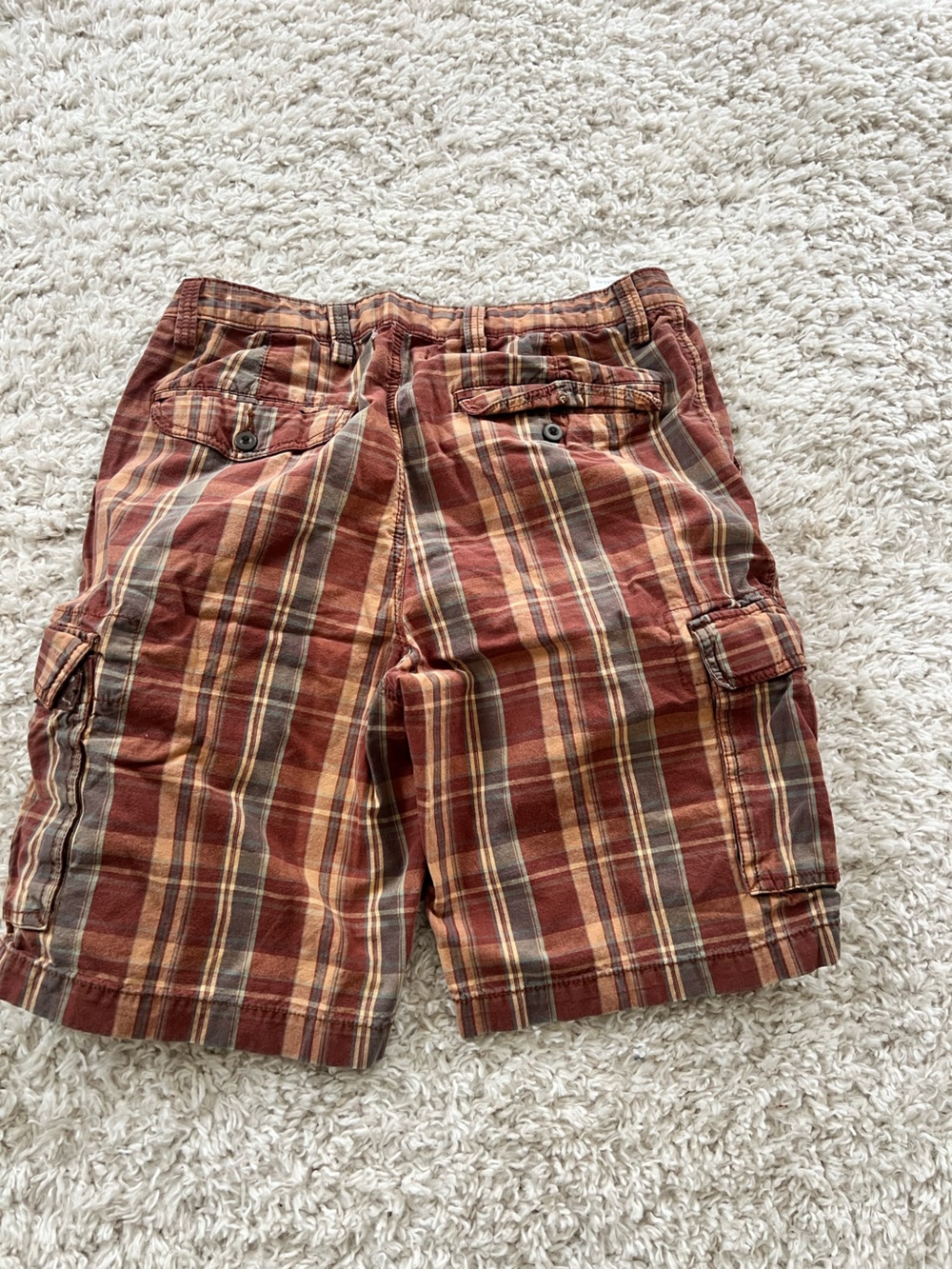 Men's Plaid Cargo Shorts - Rust Plaid - Picture 2 of 2